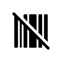 Black vertical bars with a white diagonal line crossing them on a white background in a simple graphic design