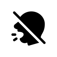 Illustration of a person's head in profile with a slash through it indicating no spitting or prohibited area