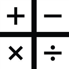 Math symbols, divide and multiply, minus and plus. Mathematical Calculator Sign Icon Set including Plus Minus Divide Multiply Symbols. Vector Image. eps 10