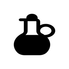 Illustration of a black carafe with a round body a narrow neck and a circular handle on the right side