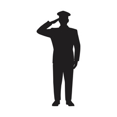 standing military army soldier giving salute silhouette vector art