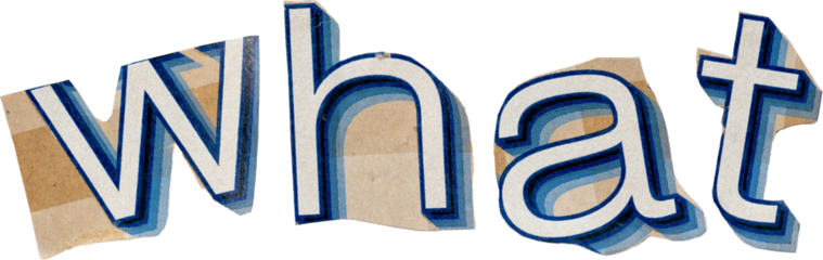 Colorful vintage cutout letters spelling "what" isolated on white background, Ransome note letters