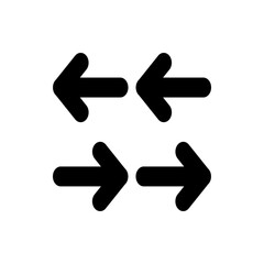 Four black arrows arranged in two rows, two pointing left and two pointing right, on a white background