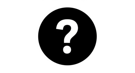Question mark in a black circle isolated on white background for help