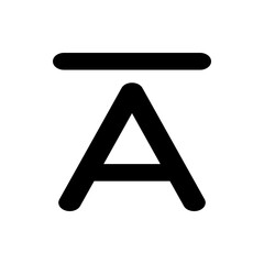 Illustration of a bold black letter a with a horizontal line above it on a white background in simple style