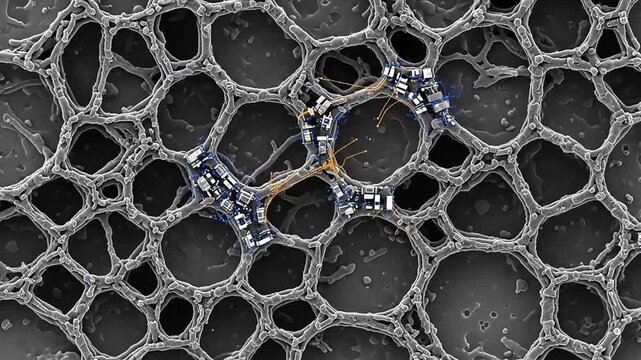 Nanobots traversing a complex cellular network