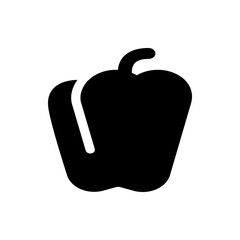 Illustration of a black bell pepper with a stem and a white highlight on the left side of the pepper