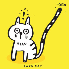 Cute cat doodle vector design,Cat hand drawn doodle cartoon,cat vector illustration, cute animal