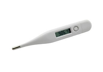Digital Thermometer: White Plastic Medical Device on Black Background