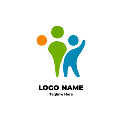 Abstract Human Connection Logo: Global Community and Corporate Teamwork Solutions Icon