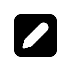 Illustration of a white edit pencil icon on a black rounded square background for editing purposes online