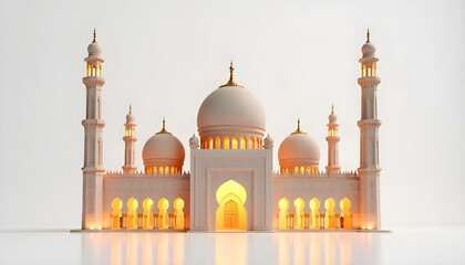 Obraz premium mosque muslim prayer place isolated on white background