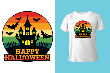 Happy halloween retro vintage t shirt design