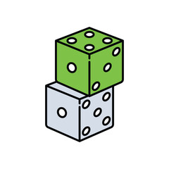 dice lineal color line icon with white background vector stock illustration