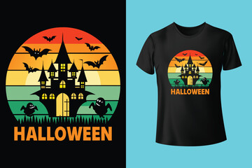Happy halloween retro vintage t shirt design