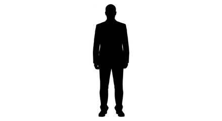 Obraz premium Silhouette of a man in a suit standing isolated on white background