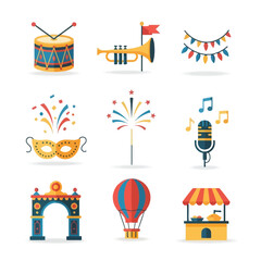 Collection of festive celebration and event icons