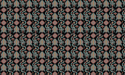 Tribal snake and diamond pattern geometric.
