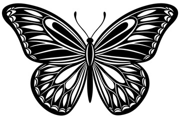 Vector art of silhouette of black butterfly isolated on white