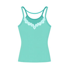 Elegant Aqua Tank Top with Lace Trim for Casual Summer Wear