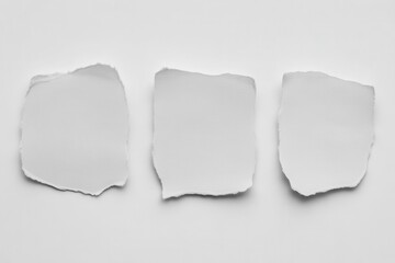 Torn Paper: Abstract image of three pieces of torn paper with irregular edges, perfect for use in design or concept images.