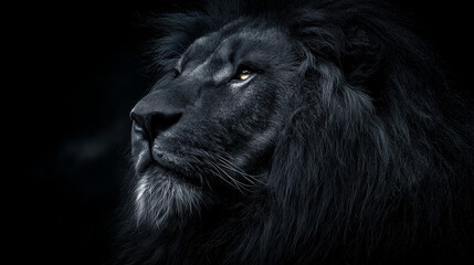 Fototapeta premium a black lion with a dark atmosphere