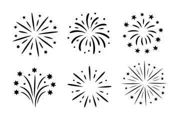 Fireworks Burst Icons Vector Clipart Set