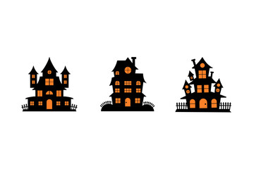 Haunted House Silhouettes Vector Set