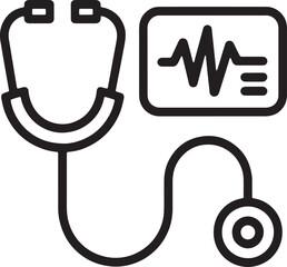 Medical stethoscope and heart monitor icon health cardiology