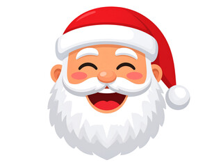  Santa Claus Laughing Emoji Face with Open Mouth, Flat Design, isolated transparent background png