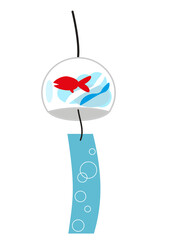 金魚柄の風鈴のイラスト