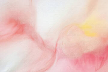 Soft pink and yellow watercolor wash abstract white