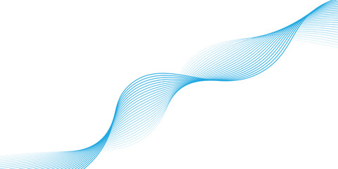 Abstract blue smooth wave on a white background. Dynamic sound wave. Design element. Vector illustration. lines waving