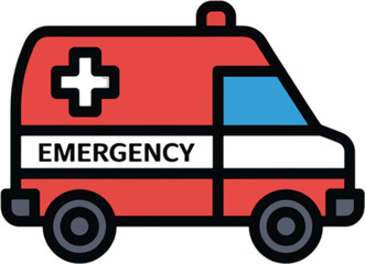 Red ambulance with white cross and emergency text emergency vehicle medical transport