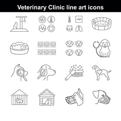 Flat Line Icons for Veterinary Use vector illustration on white background 