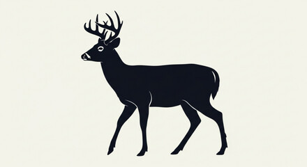 Deer silhouette isolated on white background, a majestic animal illustration
