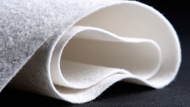 Close-up of white, curled fabric layers