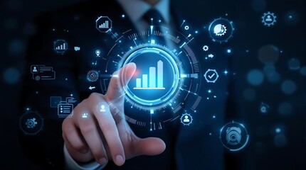 Business intelligence data analytics dashboard with graphs and charts for analysis