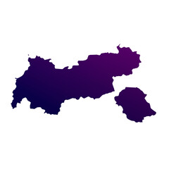 Austrian state Tyrol map isolated on transparent background. Blue and purple gradient textured map isolated on transparent png
