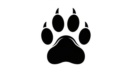 Black silhouette of a paw print isolated on white background © Unique Images