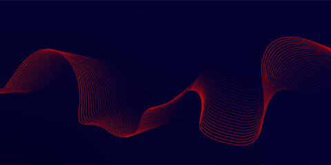 Abstract red wave line pattern on dark blue background. Futuristic technology concept.