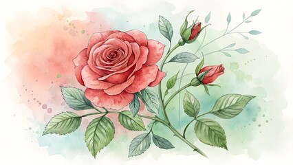 watercolor background with roses