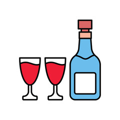 champagne lineal color line icon with white background vector stock illustration