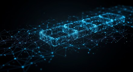 Obraz premium Blockchain Network: Digital Blocks Connected by Nodes