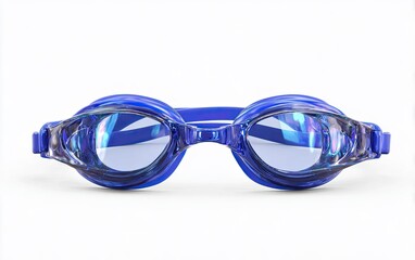 Close-up of bright blue swimming goggles