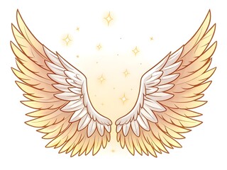 Obraz premium Beautiful angel wings with golden sparkles and soft light