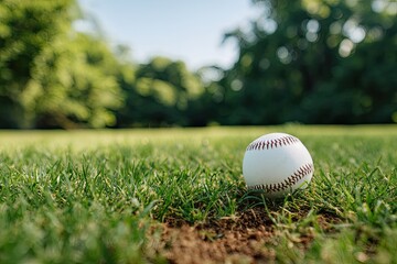 Baseball on a grassy field