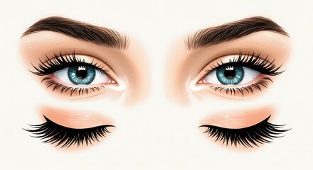 Obraz premium Hypnotic Blue Eyes: Digital Art, Lush Lashes