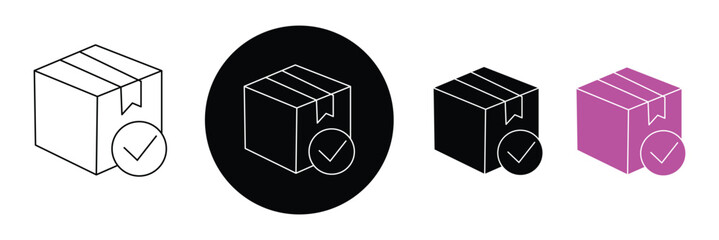 Box editable stroke pictogram and minimal thin line web icon set. Outline icons collection. Simple vector illustration.