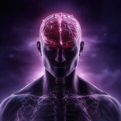 Human Brain Anatomy on dark background